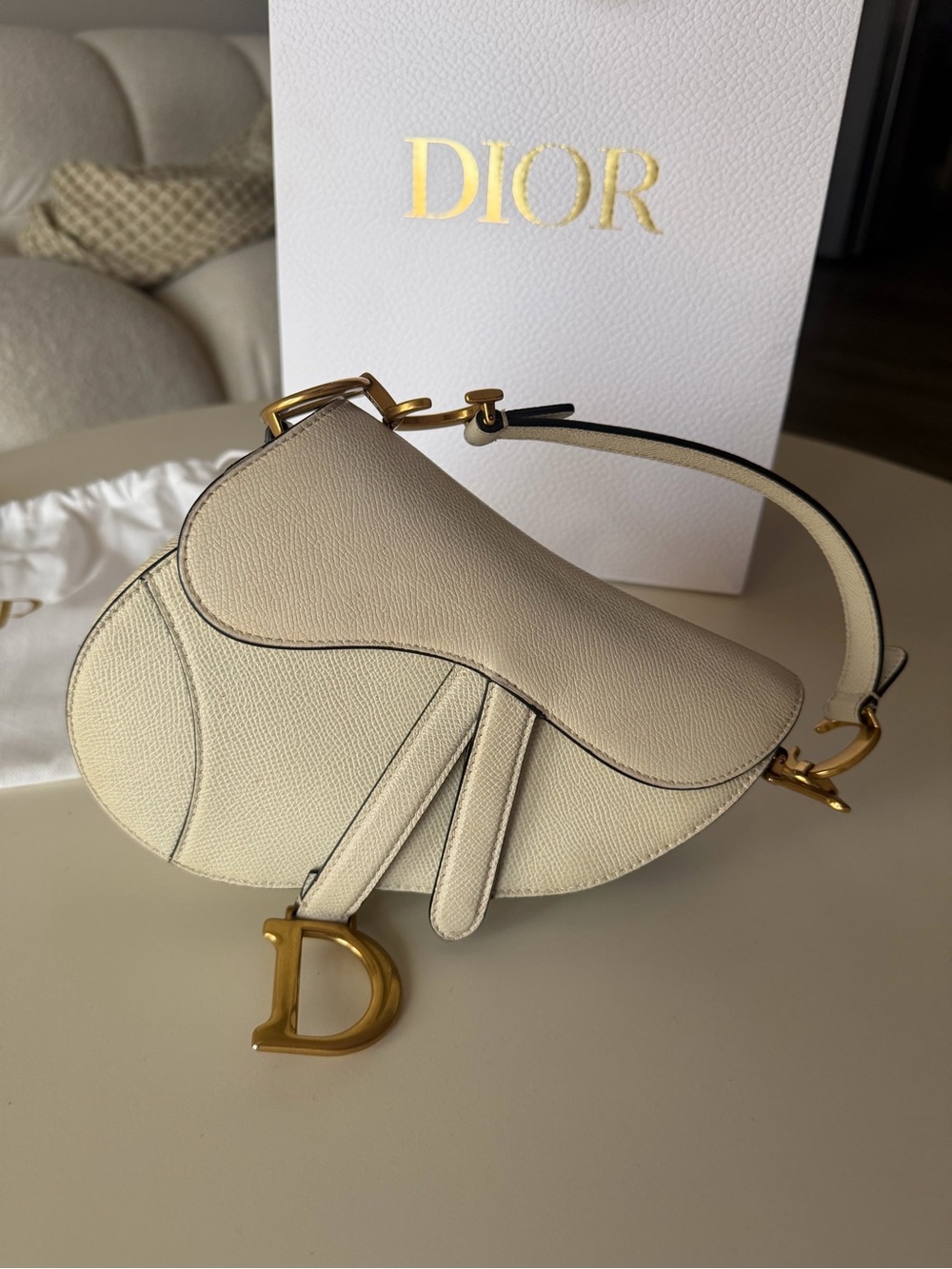 Dior mini saddle bag with strap (latte)